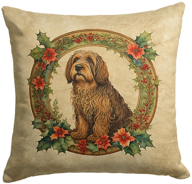 Main image of Otterhound Christmas Flowers Throw Pillow Machine Washable, Indoor Outdoor Decorative Pillow for Couch, Bed or Patio, 18Hx18W