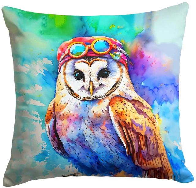 Main image of NEW Hippie Animal Barn Owl Throw Pillow Machine Washable, Indoor Outdoor Decorative Pillow for Couch, Bed or Patio, 18Hx18W