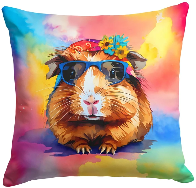 Main image of NEW Hippie Animal Guinea Pig Throw Pillow Machine Washable, Indoor Outdoor Decorative Pillow for Couch, Bed or Patio, 18Hx18W