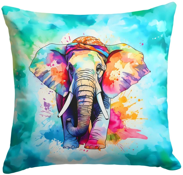 Main image of NEW Hippie Animal Elephant Throw Pillow Machine Washable, Indoor Outdoor Decorative Pillow for Couch, Bed or Patio, 18Hx18W