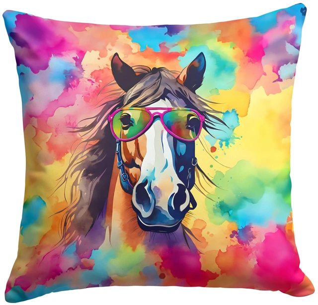 Main image of NEW Hippie Animal Horse Throw Pillow Machine Washable, Indoor Outdoor Decorative Pillow for Couch, Bed or Patio, 18Hx18W