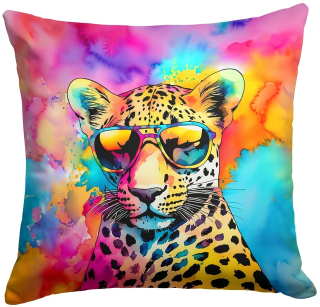 Main image of NEW Hippie Animal Leopard Throw Pillow Machine Washable, Indoor Outdoor Decorative Pillow for Couch, Bed or Patio, 18Hx18W