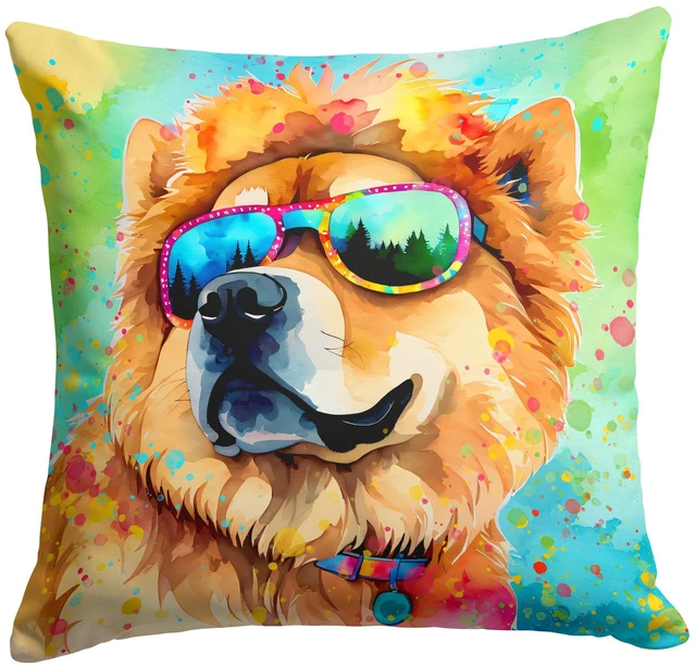 Main image of Chow Chow Hippie Dawg Throw Pillow Machine Washable, Indoor Outdoor Decorative Pillow for Couch, Bed or Patio, 18Hx18W