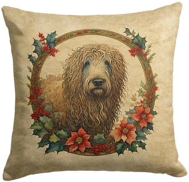 Main image of Komondor Christmas Flowers Throw Pillow Machine Washable, Indoor Outdoor Decorative Pillow for Couch, Bed or Patio, 18Hx18W