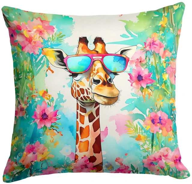 Main image of NEW Hippie Animal Giraffe Throw Pillow Machine Washable, Indoor Outdoor Decorative Pillow for Couch, Bed or Patio, 18Hx18W