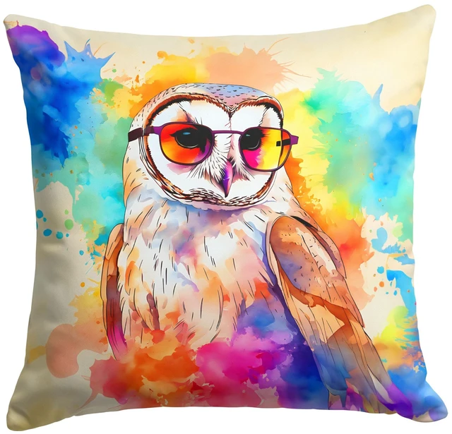 Main image of NEW Hippie Animal Barn Owl Throw Pillow Machine Washable, Indoor Outdoor Decorative Pillow for Couch, Bed or Patio, 18Hx18W