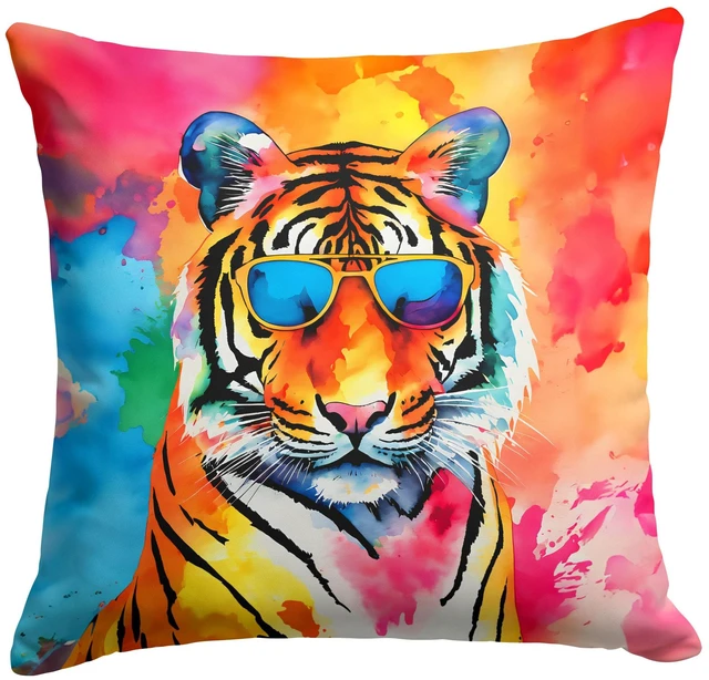 Main image of NEW Hippie Animal Bengal Tiger Throw Pillow Machine Washable, Indoor Outdoor Decorative Pillow for Couch, Bed or Patio, 18Hx18W