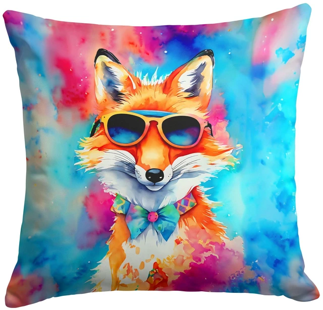 Main image of NEW Hippie Animal Fox Throw Pillow Machine Washable, Indoor Outdoor Decorative Pillow for Couch, Bed or Patio, 18Hx18W