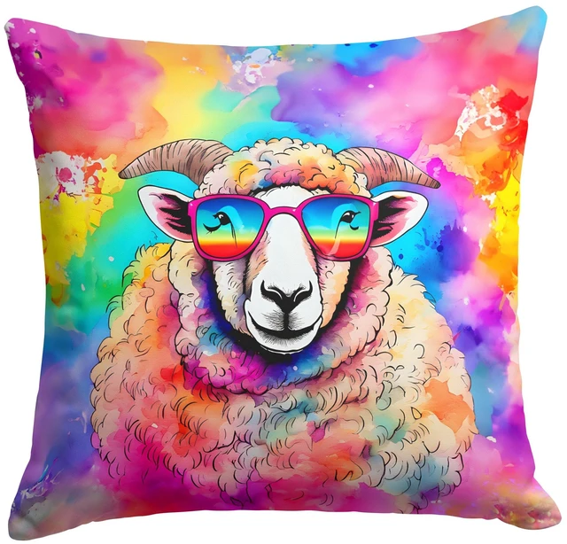 Main image of NEW Hippie Animal Sheep Throw Pillow Machine Washable, Indoor Outdoor Decorative Pillow for Couch, Bed or Patio, 18Hx18W