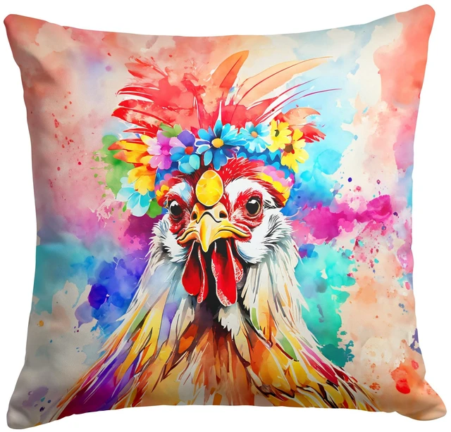 Main image of NEW Hippie Animal Polish Poland Rooster Throw Pillow Machine Washable, Indoor Outdoor Decorative Pillow for Couch, Bed or Patio, 18Hx18W
