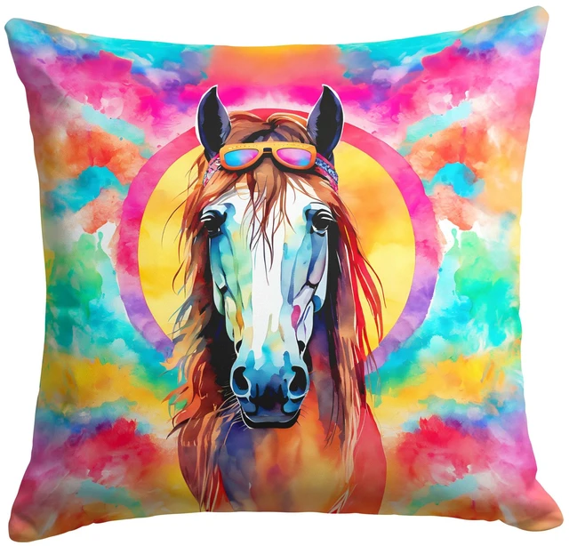Main image of NEW Hippie Animal Horse Throw Pillow Machine Washable, Indoor Outdoor Decorative Pillow for Couch, Bed or Patio, 18Hx18W