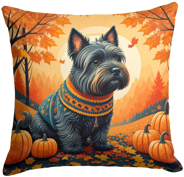 Main image of Scottish Terrier Fall Throw Pillow Machine Washable, Indoor Outdoor Decorative Pillow for Couch, Bed or Patio, 18Hx18W