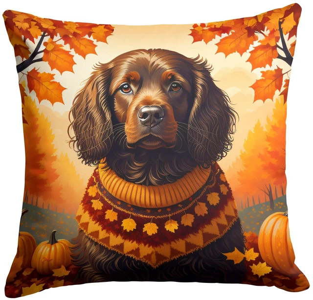 Main image of Boykin Spaniel Fall Throw Pillow Machine Washable, Indoor Outdoor Decorative Pillow for Couch, Bed or Patio, 18Hx18W