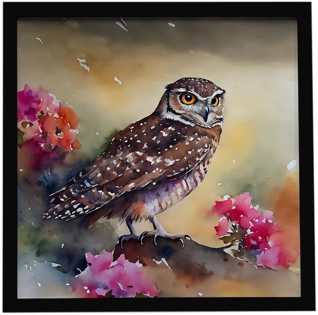 Main image of Burrowing Owl Framed Metal Print Bathroom, Kitchen, Office, Home Decor Wall Art Ready to Hang, Square, 8X8
