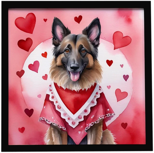 Main image of Belgian Tervuren My Valentine Framed Metal Print Bathroom, Kitchen, Office, Home Decor Wall Art Ready to Hang, Square, 8X8