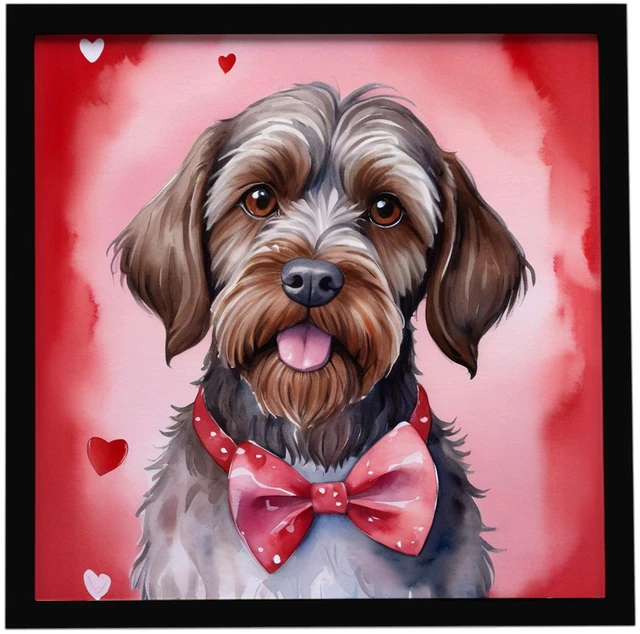 Main image of Wirehaired Pointing Griffon My Valentine Framed Metal Print Bathroom, Kitchen, Office, Home Decor Wall Art Ready to Hang, Square, 8X8