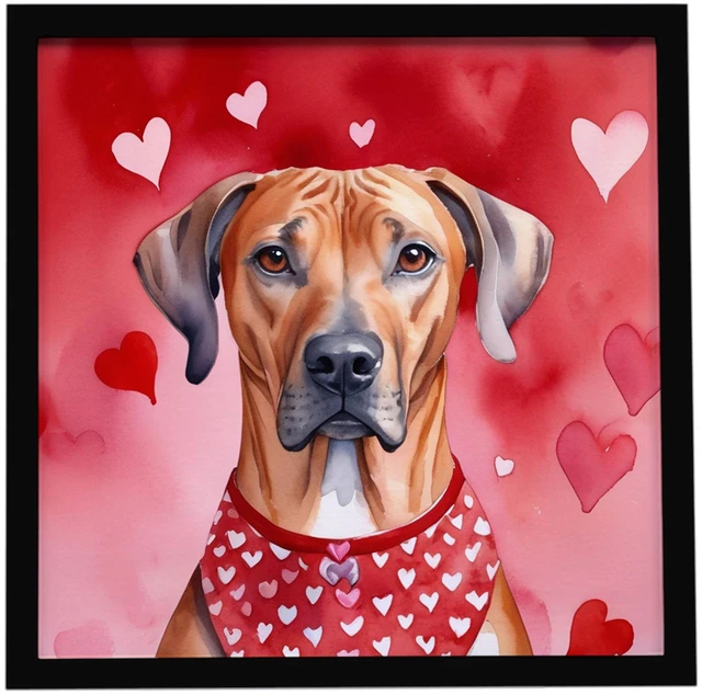 Main image of Rhodesian Ridgeback My Valentine Framed Metal Print Bathroom, Kitchen, Office, Home Decor Wall Art Ready to Hang, Square, 8X8