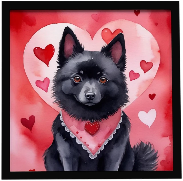 Main image of Schipperke My Valentine Framed Metal Print Bathroom, Kitchen, Office, Home Decor Wall Art Ready to Hang, Square, 8X8