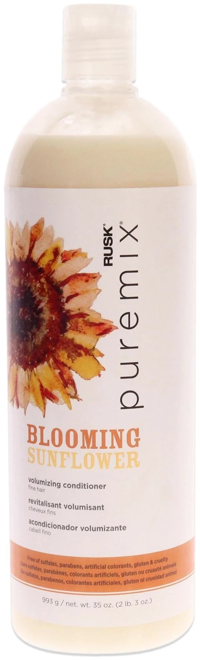 Main image of RUSK Puremix Blooming Sunfl.ower Volumizing Conditioner, Adds Lift, and Body, Thickening Treatment for Thin Hair 35 oz