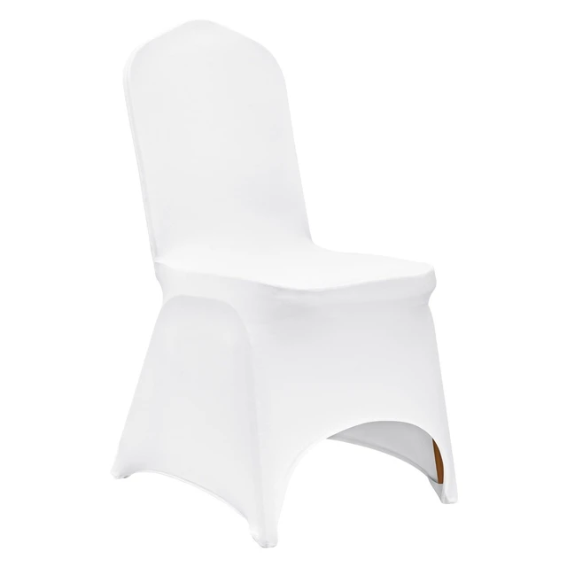 Alt view image 9 of 9 - VEVOR 50pcs Stretch Spandex White Chair Covers Wedding Party Arched Front 50 Slipcover