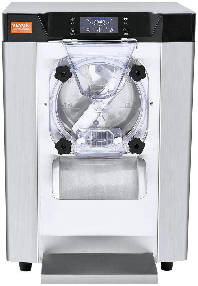 Alt view image 9 of 9 - Commercial Ice Cream Machine, 12 L/H Yield, 1713W Single Flavor Countertop Hard Serve Ice Cream Maker, 4.5L Stainless Steel Cylinder, LED Panel Auto Clean Pre-cooling, for Restaurant Snack Bars