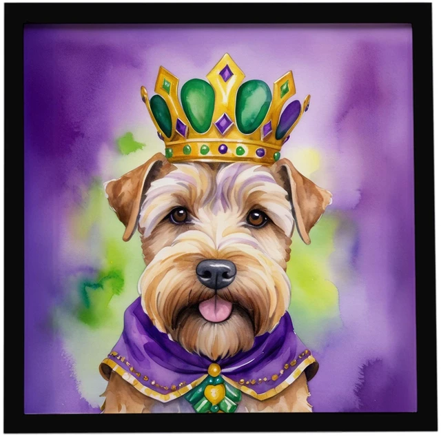 Main image of Wheaten Terrier King of Mardi Gras Framed Metal Print Bathroom, Kitchen, Office, Home Decor Wall Art Ready to Hang, Square, 8X8