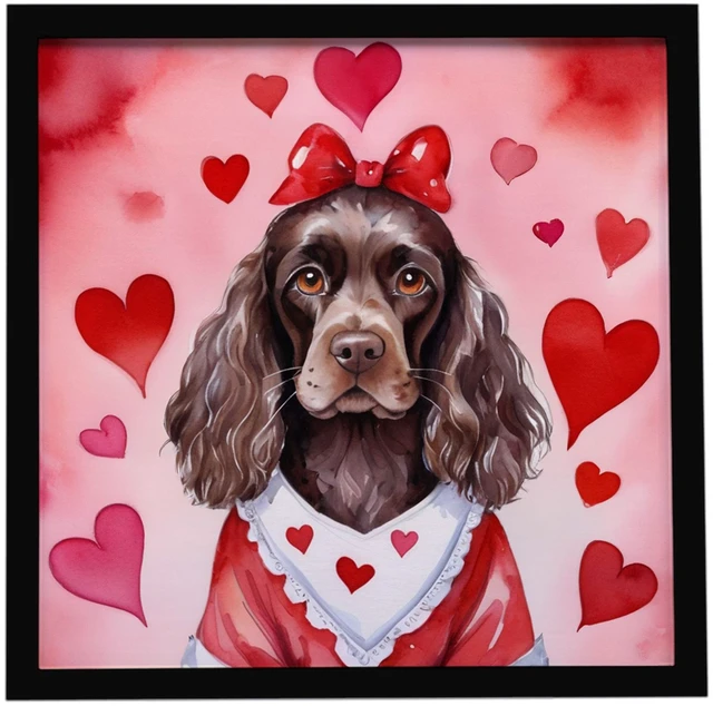 Main image of Cocker Spaniel My Valentine Framed Metal Print Bathroom, Kitchen, Office, Home Decor Wall Art Ready to Hang, Square, 8X8