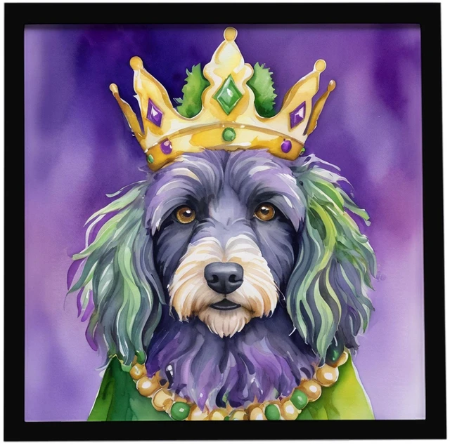 Main image of Bergamasco Sheepdog King of Mardi Gras Framed Metal Print Bathroom, Kitchen, Office, Home Decor Wall Art Ready to Hang, Square, 8X8