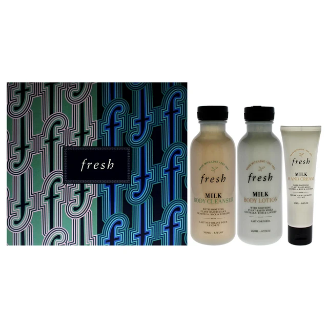 Alt view image 2 of 2 - Head to Toe Nourishing Trio by Fresh for Women - 3 Pc 8.7oz Body Cleanser - Milk, 8.7oz Body Lotion - Milk, 1.6oz Hand Cream - Milk