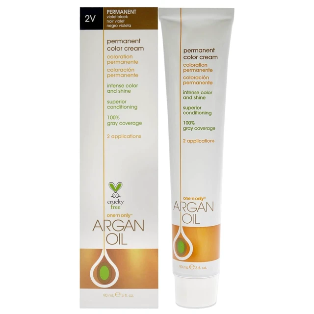 Alt view image 2 of 2 - Argan Oil Permanent Color Cream - 2V Violet Black by One n Only for Unisex - 3 oz Hair Color