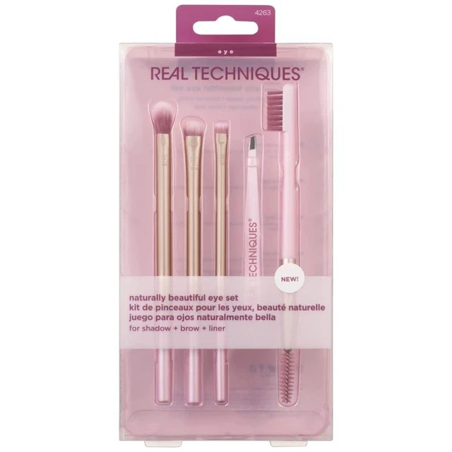 Alt view image 2 of 2 - Naturally Beautiful Eye Set by Real Techniques for Women - 5 Pc Tapered Shadow Brush - 355, Brow Highlighter Brush - 354, Flat Liner Brush - 326, Brow Duo Brush - 353, Fine Point Tweezer