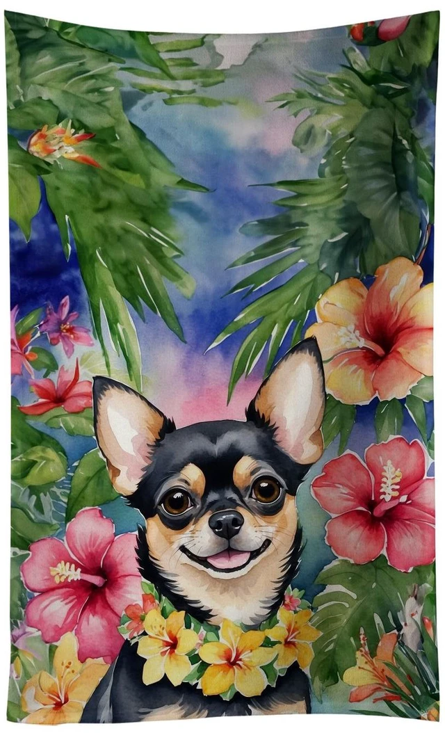 Main image of Chihuahua Luau Kitchen Towel Dish Cloths Guest Hand Towel Decorative Bathroom Towel for Face,Tea, Dishcloth, Kitchen and Bath