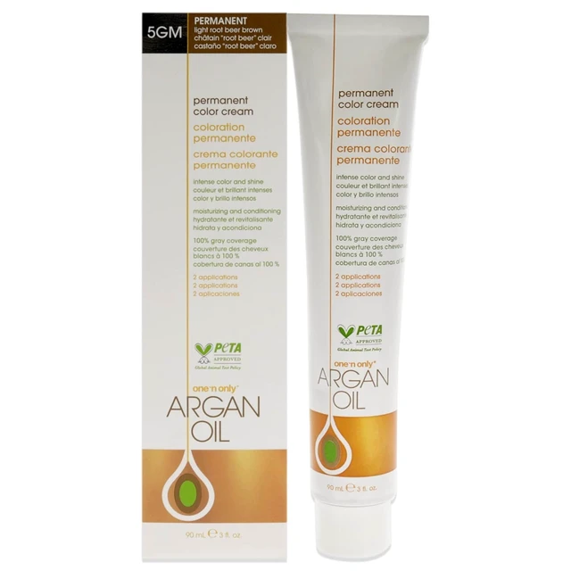Alt view image 2 of 2 - Argan Oil Permanent Color Cream - 5GM Light Root Beer Brown by One n Only for Unisex - 3 oz Hair Color