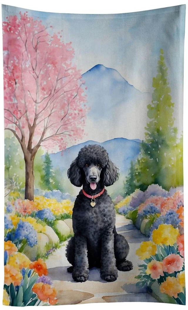 Main image of Black Poodle Spring Path Kitchen Towel Dish Cloths Guest Hand Towel Decorative Bathroom Towel for Face,Tea, Dishcloth, Kitchen and Bath