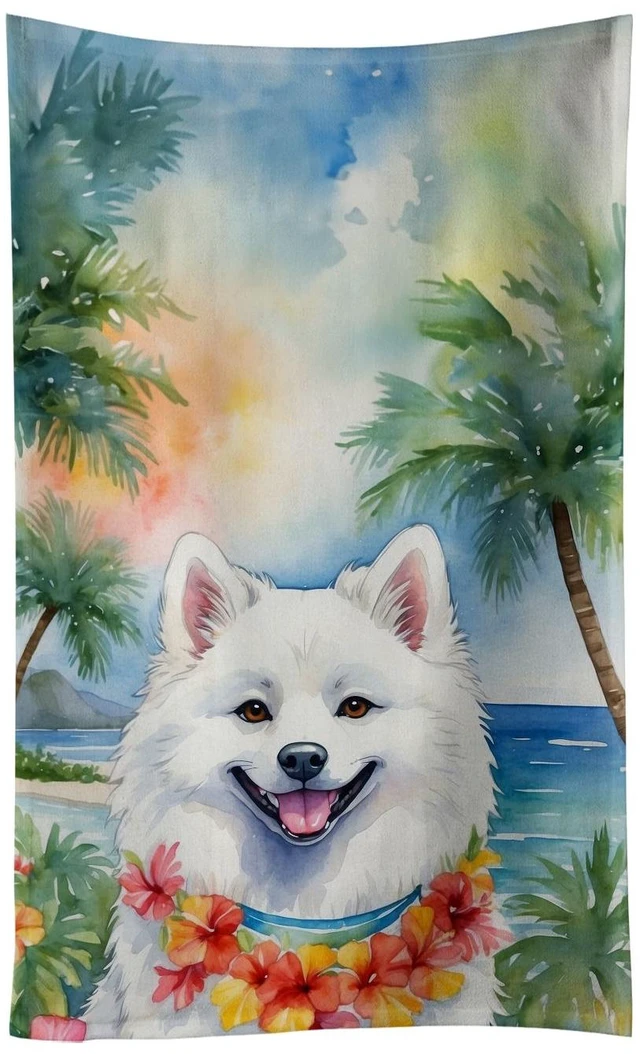 Main image of American Eskimo Luau Kitchen Towel Dish Cloths Guest Hand Towel Decorative Bathroom Towel for Face,Tea, Dishcloth, Kitchen and Bath