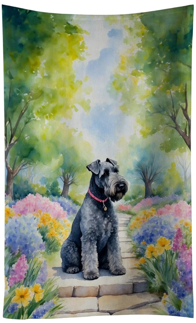 Main image of Kerry Blue Terrier Spring Path Kitchen Towel Dish Cloths Guest Hand Towel Decorative Bathroom Towel for Face,Tea, Dishcloth, Kitchen and Bath