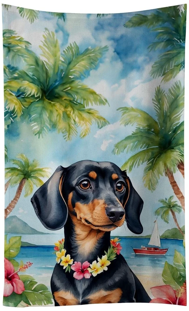 Main image of Dachshund Luau Kitchen Towel Dish Cloths Guest Hand Towel Decorative Bathroom Towel for Face,Tea, Dishcloth, Kitchen and Bath