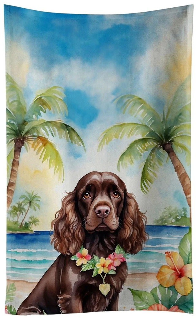 Main image of Cocker Spaniel Luau Kitchen Towel Dish Cloths Guest Hand Towel Decorative Bathroom Towel for Face,Tea, Dishcloth, Kitchen and Bath