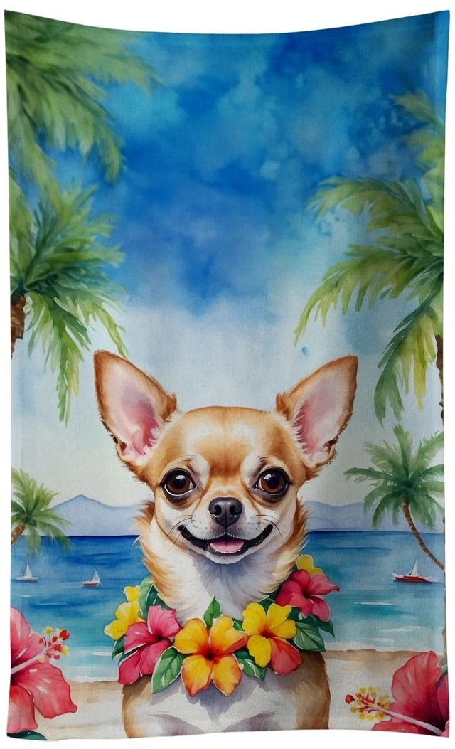 Main image of Chihuahua Luau Kitchen Towel Dish Cloths Guest Hand Towel Decorative Bathroom Towel for Face,Tea, Dishcloth, Kitchen and Bath