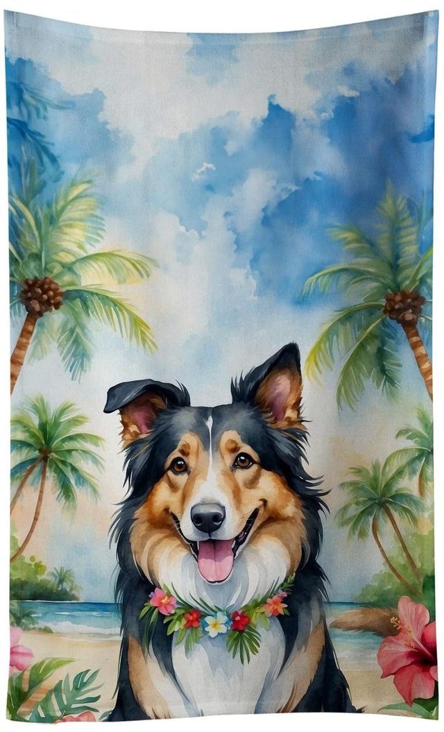 Main image of Collie Luau Kitchen Towel Dish Cloths Guest Hand Towel Decorative Bathroom Towel for Face,Tea, Dishcloth, Kitchen and Bath
