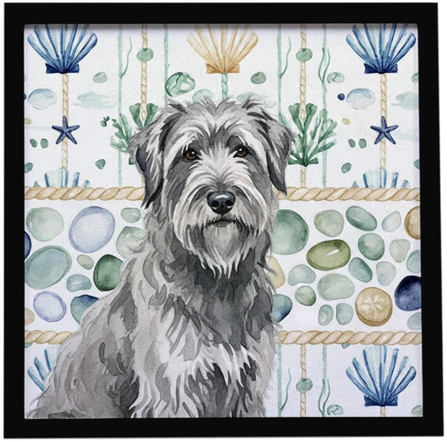 Main image of Gray Briard Coastal Sea Glass Framed Metal Print Bathroom, Kitchen, Office, Home Decor Wall Art Ready to Hang, Square, 8X8