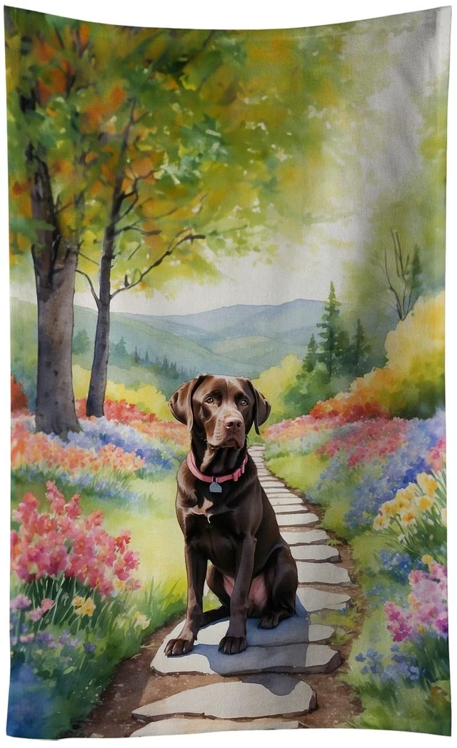 Main image of Labrador Retriever Spring Path Kitchen Towel Dish Cloths Guest Hand Towel Decorative Bathroom Towel for Face,Tea, Dishcloth, Kitchen and Bath