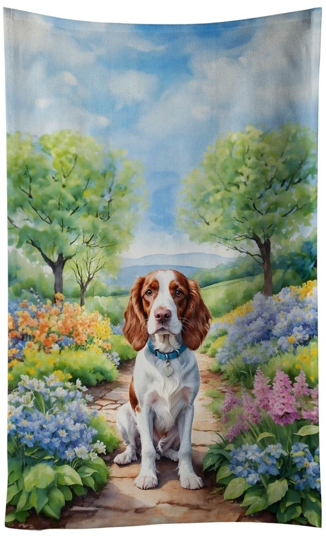 Main image of Welsh Springer Spaniel Spring Path Kitchen Towel Dish Cloths Guest Hand Towel Decorative Bathroom Towel for Face,Tea, Dishcloth, Kitchen and Bath