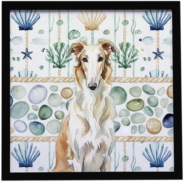 Main image of Borzoi Coastal Sea Glass Framed Metal Print Bathroom, Kitchen, Office, Home Decor Wall Art Ready to Hang, Square, 8X8