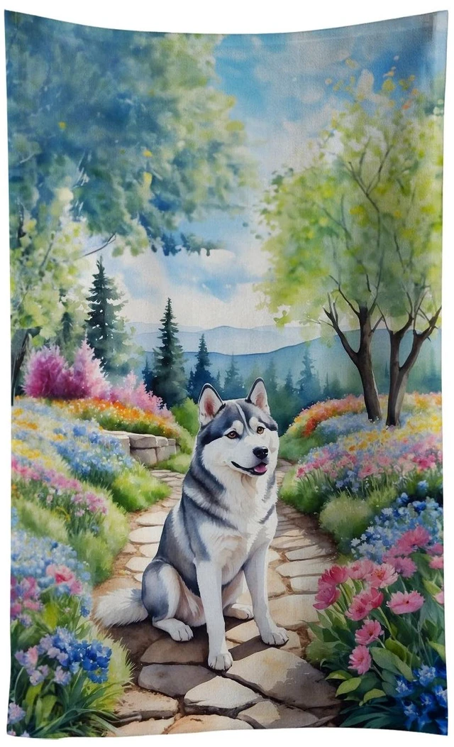 Main image of Siberian Husky Spring Path Kitchen Towel Dish Cloths Guest Hand Towel Decorative Bathroom Towel for Face,Tea, Dishcloth, Kitchen and Bath