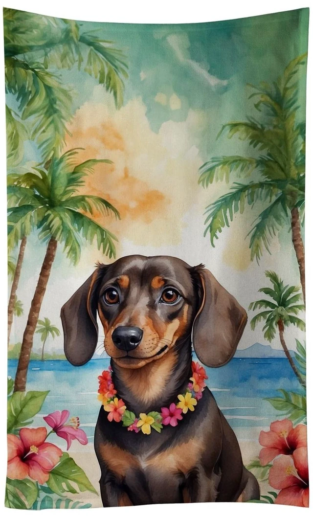 Main image of Dachshund Luau Kitchen Towel Dish Cloths Guest Hand Towel Decorative Bathroom Towel for Face,Tea, Dishcloth, Kitchen and Bath