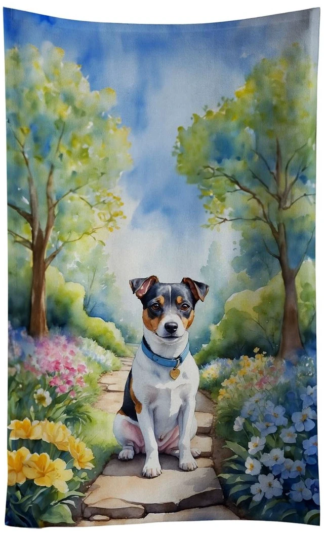 Main image of Jack Russell Terrier Spring Path Kitchen Towel Dish Cloths Guest Hand Towel Decorative Bathroom Towel for Face,Tea, Dishcloth, Kitchen and Bath