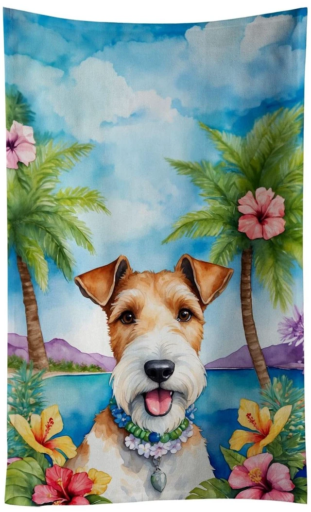 Main image of Fox Terrier Luau Kitchen Towel Dish Cloths Guest Hand Towel Decorative Bathroom Towel for Face,Tea, Dishcloth, Kitchen and Bath