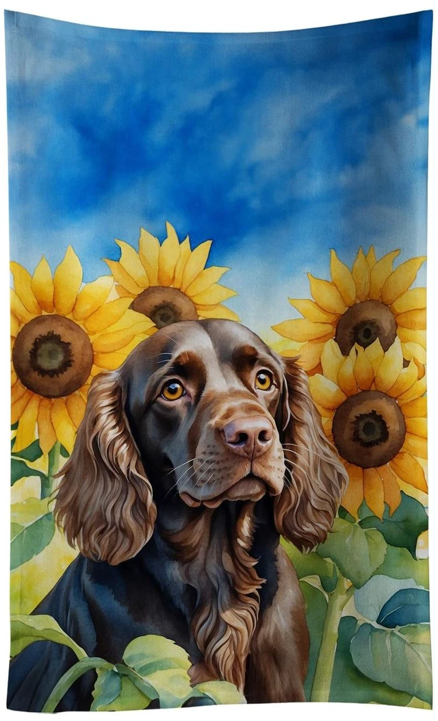 Main image of Boykin Spaniel in Sunflowers Kitchen Towel Dish Cloths Guest Hand Towel Decorative Bathroom Towel for Face,Tea, Dishcloth, Kitchen and Bath