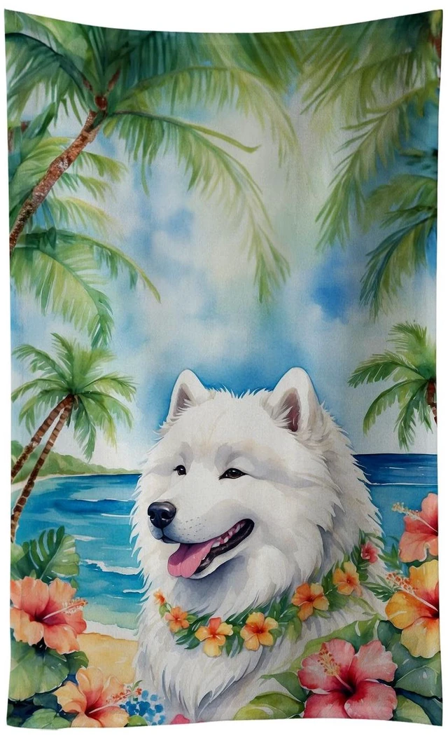Main image of Samoyed Luau Kitchen Towel Dish Cloths Guest Hand Towel Decorative Bathroom Towel for Face,Tea, Dishcloth, Kitchen and Bath